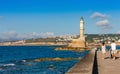 Old Venetian lighthouse in Chania on the island of Crete