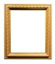 old vertical carved yellow wooden picture frame