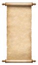 Old vertical paper scroll or parchment isolated