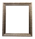 old vertical silver wooden picture frame isolated