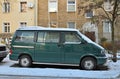 Old veteran big vintage VW Multivan V6 Transporter van or camper parked Royalty Free Stock Photo