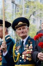 Old veteran come to celebrate Victory Day in commemoration of Soviet soldiers who died during Great Patriotic War,Odessa,Ukraine Royalty Free Stock Photo