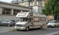 Old Italian camper Fiat Ducato parked on a street