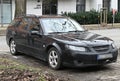 Old veteran classic popular Swedish hatchback car Saab 9.5 parked