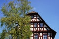 The old vicarage in Nellingen was built in 1565 and the historic half-timbered house still shines in the spring sun