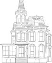 Old Victorian House Free Hand Drawing Sketch Royalty Free Stock Photo