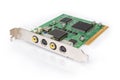 Old video capture card for PC on white surface closeup Royalty Free Stock Photo