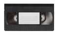 Old video cassette tape with blank label top view isolated on white Royalty Free Stock Photo