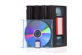 Old Video Cassette tape, with a DVD disc and Flash Royalty Free Stock Photo