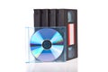 Old Video Cassette tapes with a DVD disc Royalty Free Stock Photo