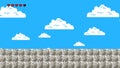 Old Video Game Level with Blue Sky Walking Forwards in Seamless Loop