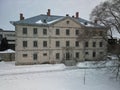 Old Vieille prison de Trois-Rivieres jail surrounded by snow