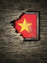 Old Vietnam flag in brick wall