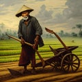 Old Vietnamese Man, Generative AI Illustration