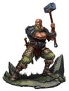 Old Viking with a two-handed hammer on rock.