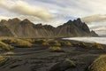 Viking village with mountains in Iceland