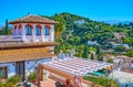 The old villa in Albaicin and Hill of Sun in background, Granada, Spain Royalty Free Stock Photo