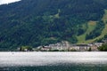 Zell am See city view from the Zellersee lake in Austria