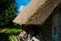 The old village. building under a reed roof