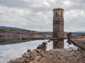 Old village in the dry reservoir la cuerda del pozo in Soria, Spain Royalty Free Stock Photo