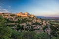 Old village Gordes in Provence against sunset in France