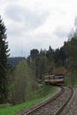 Old village motor train is coming in Czech Republic