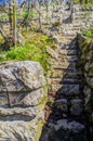 Very steep old vineyard staircase made of natural stones Royalty Free Stock Photo