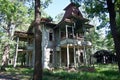 Old vintage abandoned wooden mansion. Royalty Free Stock Photo