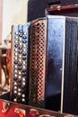 Old vintage accordion close up. Musical instrument Royalty Free Stock Photo