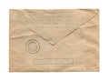 Old vintage aged closed paper envelope isolated on white Royalty Free Stock Photo