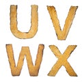 Old, vintage alphabet UVWX