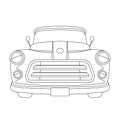 Old vintage american car, vector illustration, liningont view