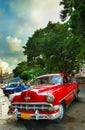 Old vintage american red car in Havana city Royalty Free Stock Photo