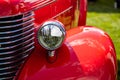 Antique American red pickup car front