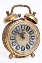 Old vintage antique alarm clock isolated Royalty Free Stock Photo