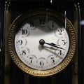 Old vintage antique clock on black background Royalty Free Stock Photo