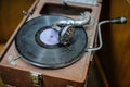 Old vintage antique gramophone. Royalty Free Stock Photo