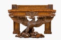 Old Vintage Antique Table Heavily Carved Supported By Eagle Wings Spread