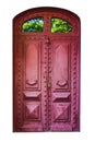 Old vintage arch wooden door on isolated white background Royalty Free Stock Photo