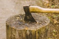 Old vintage axe for chopping wood and stumps Royalty Free Stock Photo