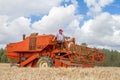 A old vintage bamford combine harvesters Royalty Free Stock Photo