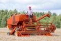 A old vintage bamford combine harvesters Royalty Free Stock Photo