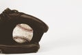 Old vintage baseball equipment on white background Royalty Free Stock Photo