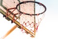 Old vintage basketball hoop isolate white background Royalty Free Stock Photo