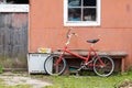 Old vintage bicycle near shed Royalty Free Stock Photo