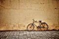 Old vintage bicycle near the wall Royalty Free Stock Photo
