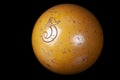 Old vintage billiard ball, number six. On black background Royalty Free Stock Photo