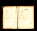 Old vintage book open blank pages black background Royalty Free Stock Photo