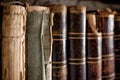 Old vintage books standing in a row Royalty Free Stock Photo