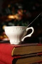 Old vintage books and teacup Royalty Free Stock Photo